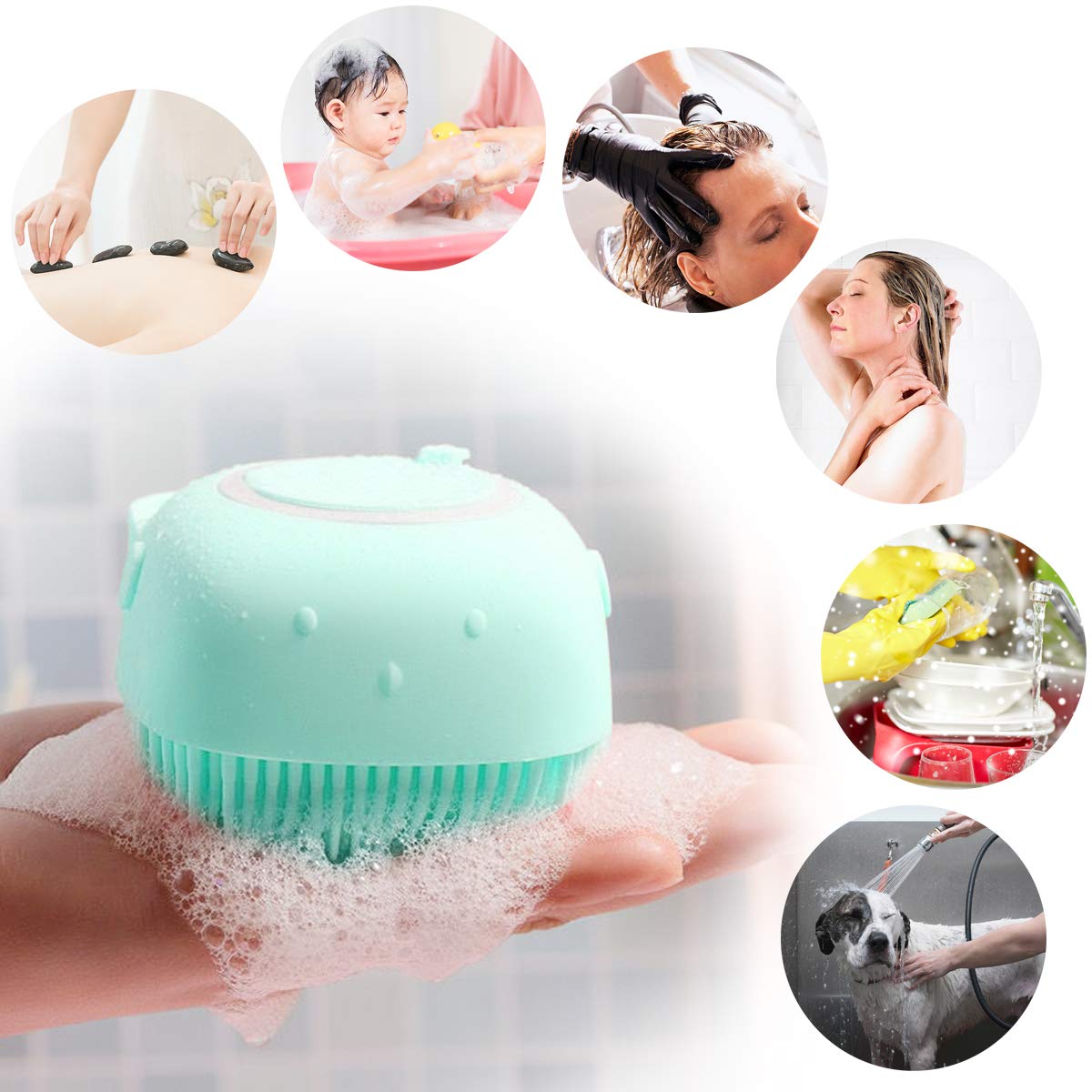 Silicone Bath and Body Shower Brush with Liquid Soap Dispenser (Random Color)